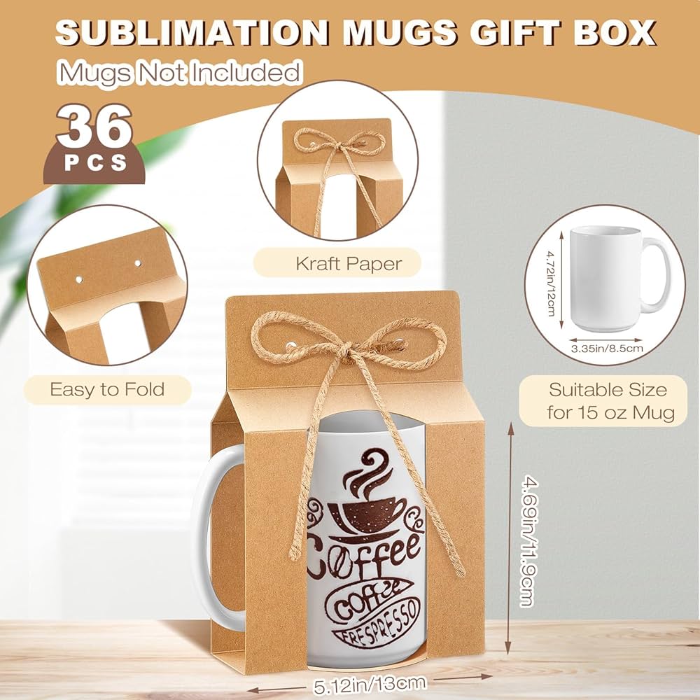 Amazon.com: Kosiz 36 Pcs Mug Boxes Sublimation Coffee Mugs
